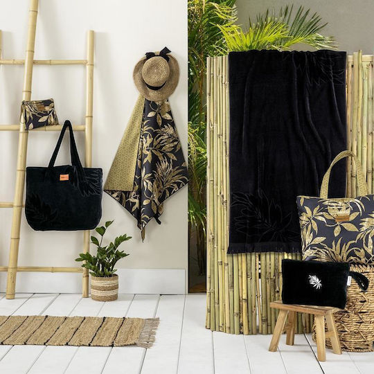 Nima Πετσέτα Microfiber Σώματος Διπλής Όψεως Μαύρη 160x80εκ.