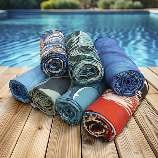 Lino Home Microfiber Towel Body 210gr/m² Double-Sided Blue 180x80cm