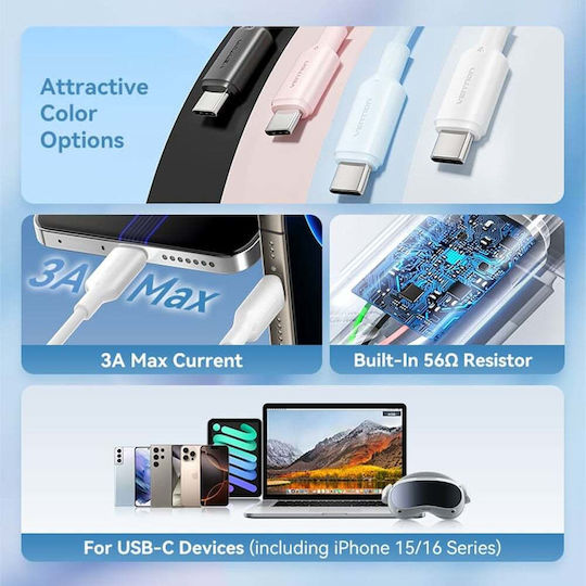 Vention USB 2.0 Cable USB-C male - USB-A 60W Μαύρο 2m CTQBH
