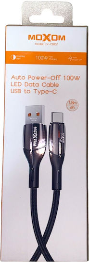 Moxom LED USB 2.0 Cable USB-C male - USB-A 100W Black 1.8m (LX-CB851)