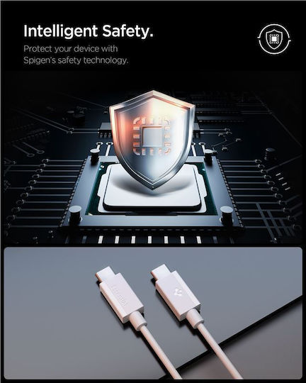 Spigen USB 2.0 Cable USB-C male - USB-A 60W PD Λευκό 1m ACA08715