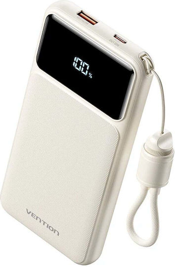 Vention XGY39 Baterie Externă 10000mAh 22.5W cu Port USB-A și Port USB-C Power Delivery Încărcare Rapidă Albă