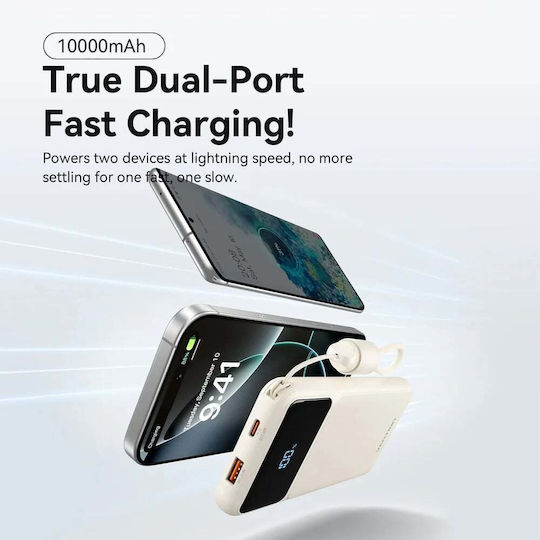 Vention XGY39 Baterie Externă 10000mAh 22.5W cu Port USB-A și Port USB-C Power Delivery Încărcare Rapidă Albă
