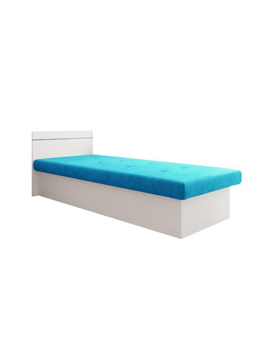 Dover 101 Pat Single Din Lemn Turcoaz Cu Saltea 80x190cm