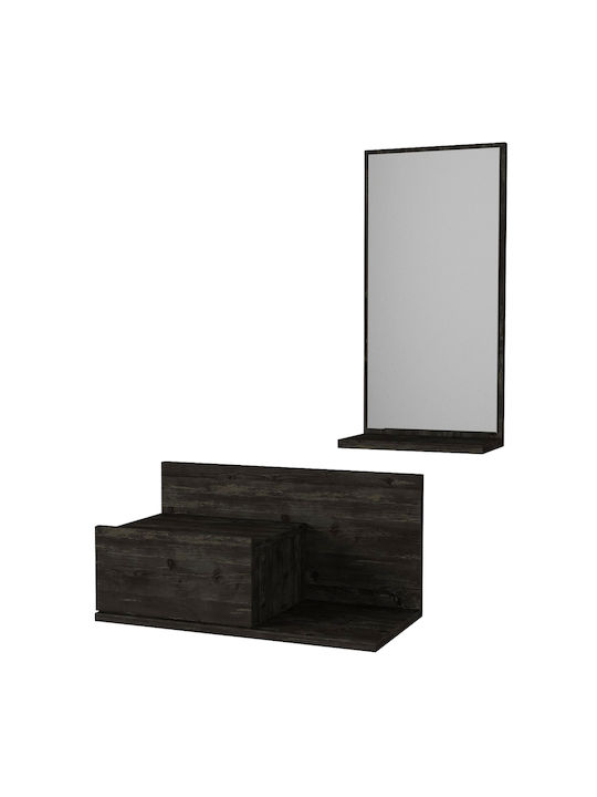 Rodos Entry Furniture with Mirror Dark Brown 60x30x100cm