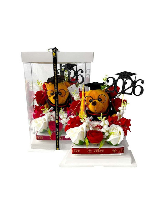 Graduation Arrangement Graduate 2026 Plush Teddy Bear Soap Roses Hydrangeas Raffaello Praline