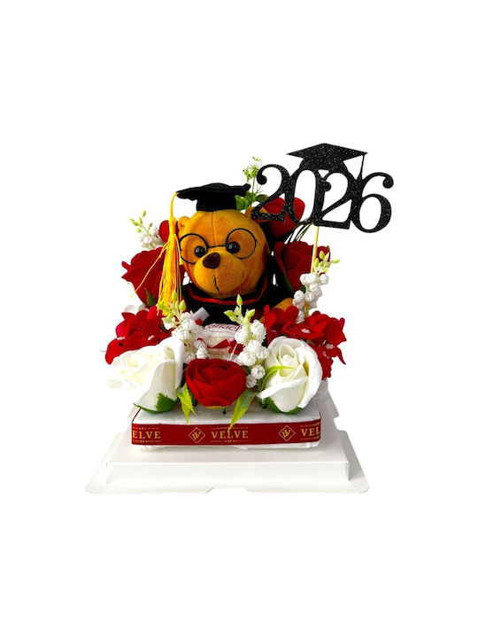 Graduation Arrangement Graduate 2026 Plush Teddy Bear Soap Roses Hydrangeas Raffaello Praline