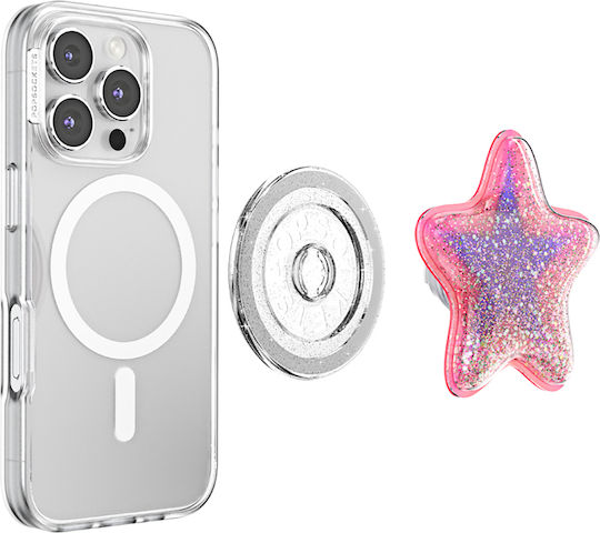 Popsockets Smartphone Popgrip Premium Magsafe Glitter Star Effect Pink