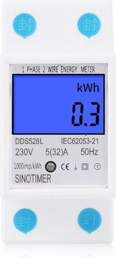 Contor Monofazat de Energie Electrică Sinotimer 230v Ac 50hz 5 32 A Afișaj Digital cu Led Iluminat Dds528l