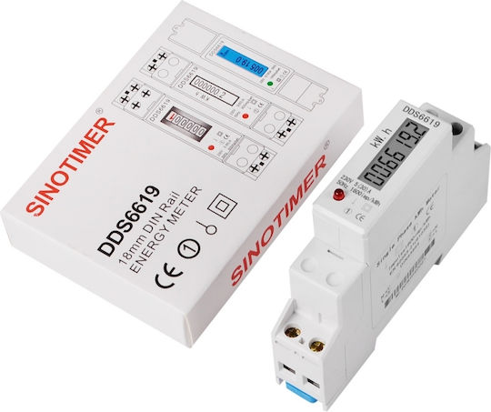 Contor Monofazat de Energie Electrică Sinotimer 230V AC 50Hz 2.5 60 A Afișaj Digital LED DDS6619-002-30A