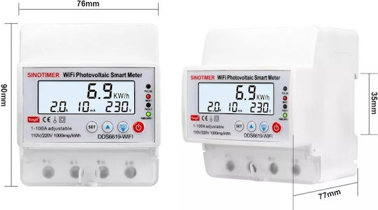 Contor de Energie Bidirecțional Wifi 100a Panouri Fotovoltaice Monofazat Comutator Dds6619-wifi