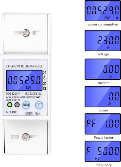 Einsphasen Elektrischer Energiezähler Sinotimer 230v Ac 50hz 5 80 A Beleuchtetes Led Digitalanzeige Dds529mr