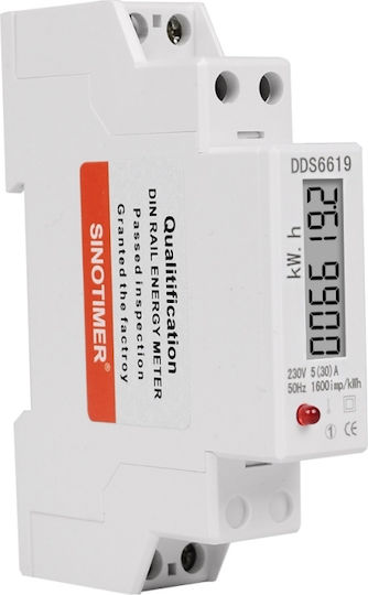 Contor Monofazat de Energie Electrică Sinotimer 230V AC 50Hz 2.5 60 A Afișaj Digital LED DDS6619-002-30A