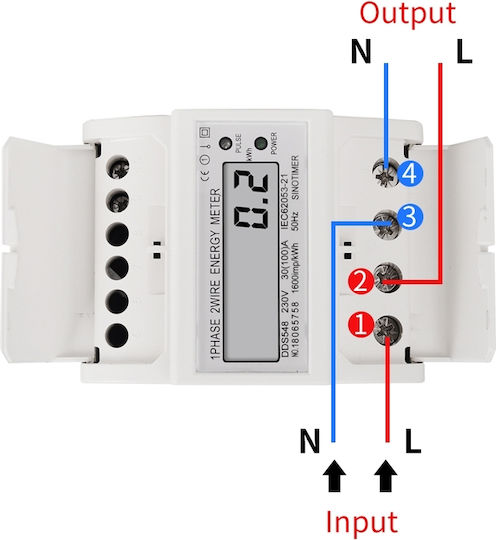 Single-phase Electric Energy Meter Sinotimer 230v Ac 50hz 30 100 A Led Digital Display Dds548