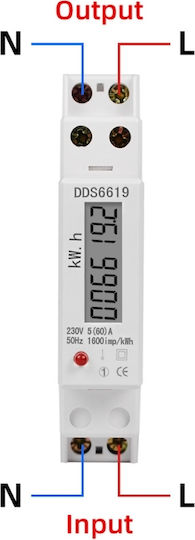 Contor Monofazat de Energie Electrică Sinotimer 230v Ac 50hz 5 60 A Afișaj Digital Led Dds6619-002