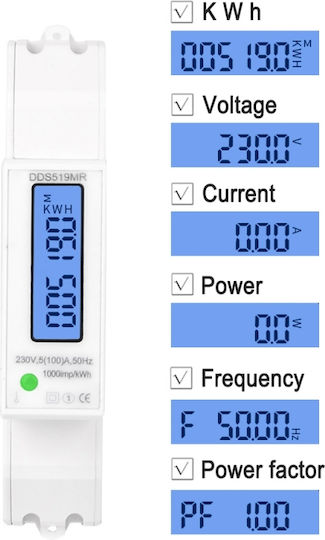 Single-phase Electric Energy Meter Sinotimer 230v Ac 50hz 5 100 A Illuminated Led Digital Display Dds519mr