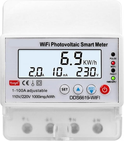 Contor de Energie Bidirecțional Wifi 100a Panouri Fotovoltaice Monofazat Comutator Dds6619-wifi