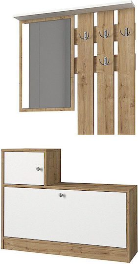 Galina Entry Furniture with Mirror / Hanger & Shoe Rack 91.8x27x70cm Galina Entry Furniture with Mirror / Hanger & Shoe Rack 91.8x27x70cm
