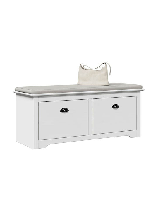 Mobilier de Intrare cu Dulap pentru Pantofi & Bancă Alb 114x40x45cm