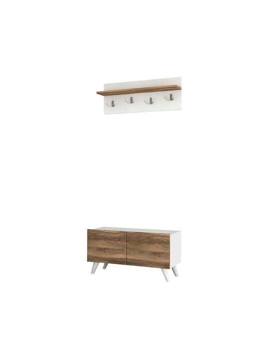 Lores Mobilier de Intrare cu Cuier & Dulap pentru Pantofi Alb / Nuc 80x31.3x41.5buc