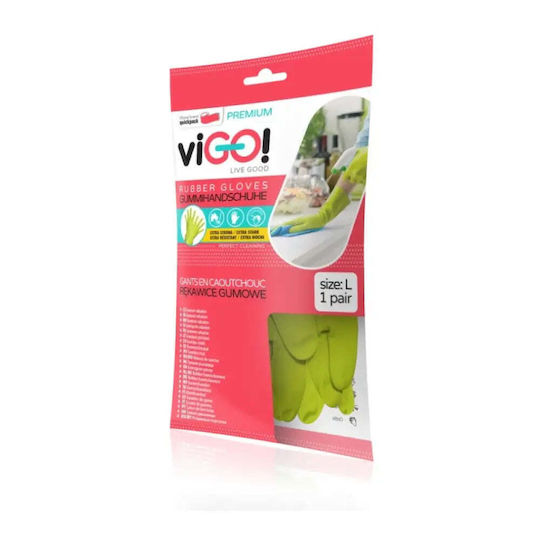 Vigo Kombucha Pair of Plastic Cleaning Gloves Large