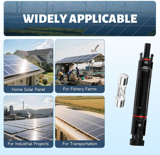 Set 2 Siguranțe MC4 10A 1000V DC Legături Siguranță Solare Panouri Fotovoltaice Onuvio