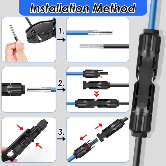 Set 10 Conectori Mc4 Evo2 Onuvio Panouri Solare Fotovoltaice Masculin Feminin 1500v 60a Cablu 10mm2 Certificat Ce Rohs Ip67 Rezistent la Apă