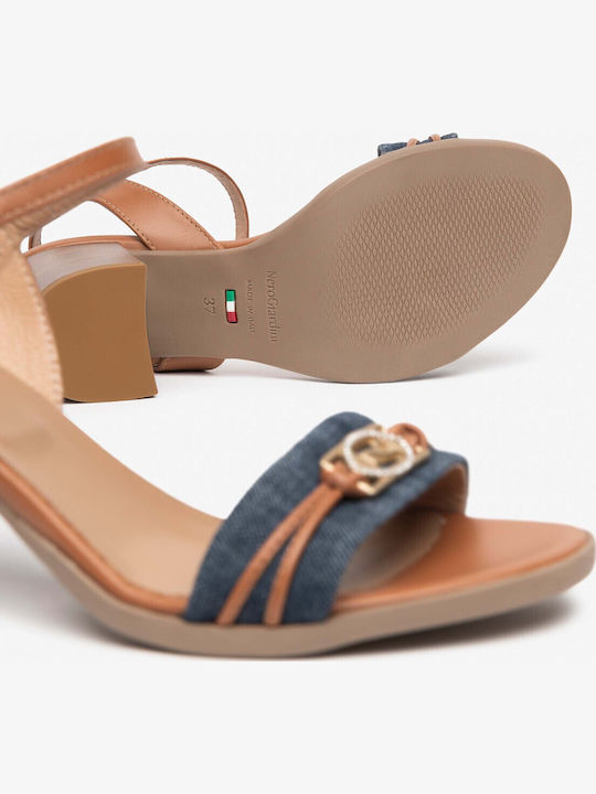 Damen Sandalen Hellblau Leder