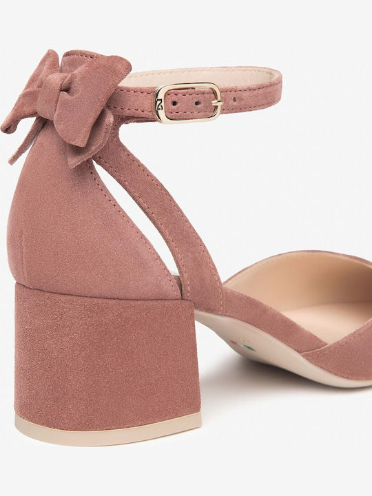 Pantofi Cu Toc Din Piele Roz