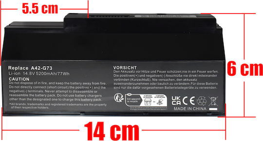 14.8v Съвместима Батерия за Asus ROG Asus G53 G53jw G73 G73jh-x2 Lamborghini Vx7 с 5200mAh