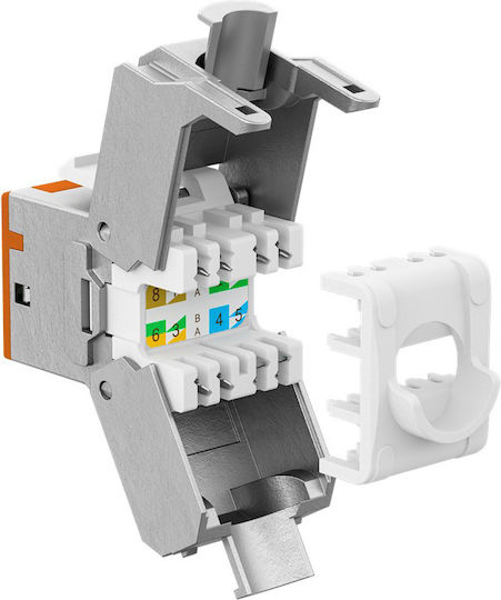 Goobay Keystone Module Rj45 77947 Cat 6a Stp Slim Toolfree Ασημί Πορτοκαλί Dm131121