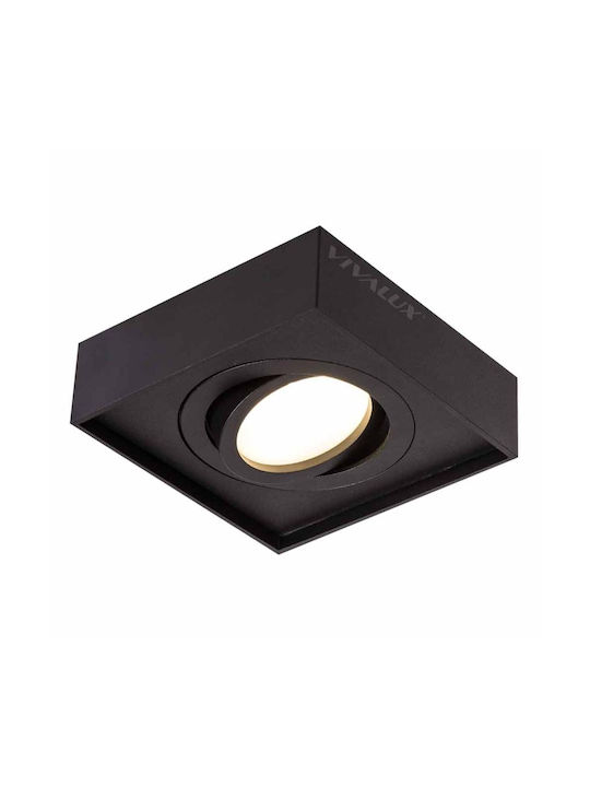 Recessed Τετράγωνο Χωνευτό Σποτ με Ντουί G5.3 Μαύρο 9.6x9.6εκ.