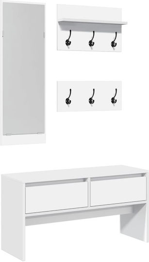 Mobilier de Intrare cu Oglindă / Cuier / Dulap pentru Pantofi & Bancă Alb 90x31x46.5cm Mobilier de Intrare cu Oglindă / Cuier / Dulap pentru Pantofi & Bancă Alb 90x31x46.5cm