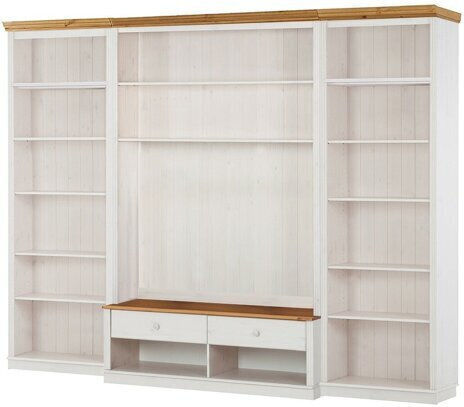 Saltoro 127 Wooden Living Room TV Unit White, Honey Oak