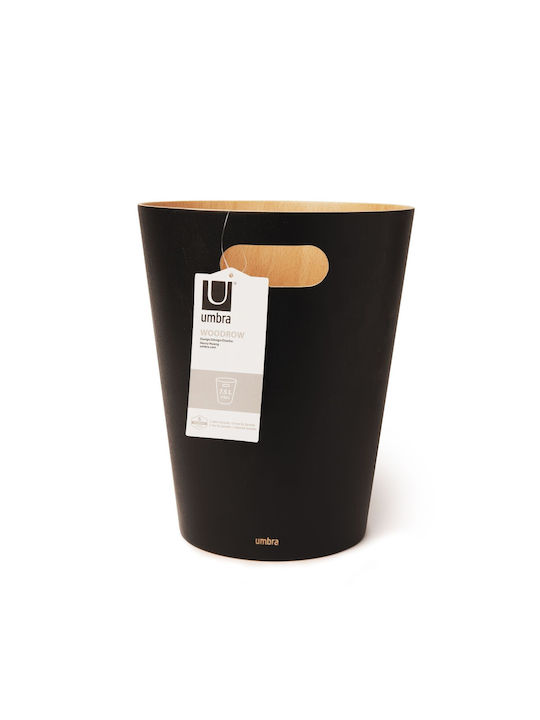Umbra Woodrow Office Wooden Waste Bin 7.5lt Black 23x22.9x28cm