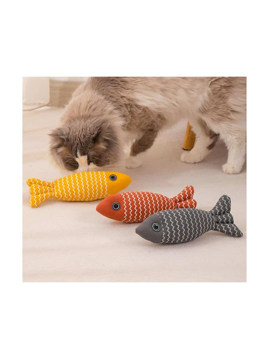 Yellow Fish-Shaped Cat Toy with Catnip, Size 22x8.5cm