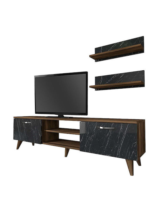 Животно помещение ТВ единица Colin Walnut / Black marble effect Д150xШ30xВ40.6бр