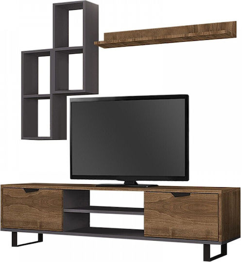 Wohnzimmer TV-Einheit Lonsa Walnut - Grey L160xB35xH40cm
