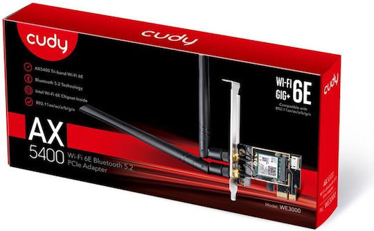 Cudy We3000 Ax5400 Wi-fi 6 + Bt 5.2 Intel Ax210 Pcie Network Card