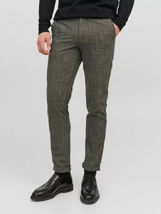Pantaloni Chino Elastic Dark Grey Check