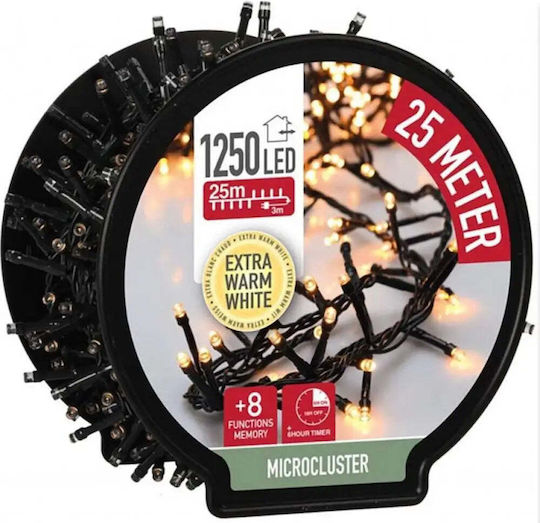 1250 Λαμπάκια LED 25μ. Θερμό Λευκό σε Σειρά