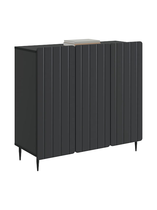 Sideboard aus Holz & Metall Schwarz 89x34,5x82cm