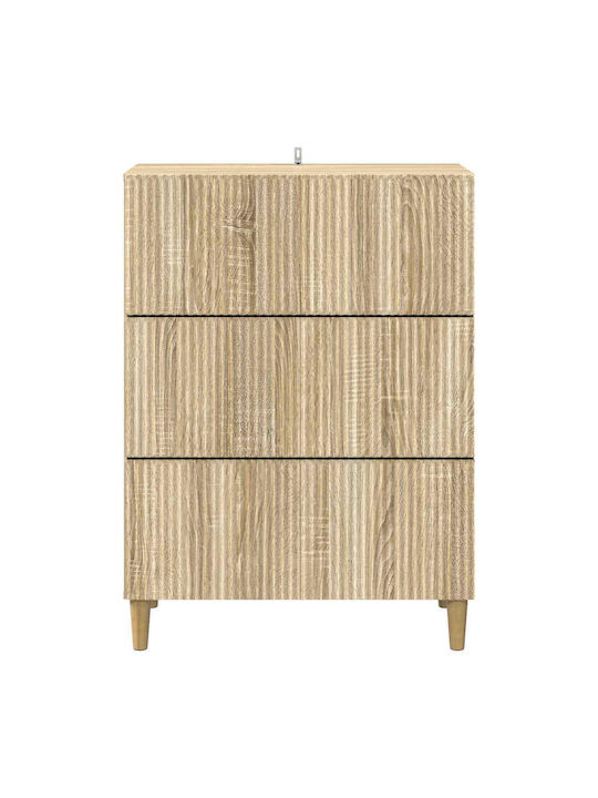 Wooden Sideboard with Drawers Brown 66x34.5x90cm
