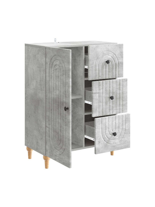 Wooden Sideboard with Drawers Concrete Gray 66x34.5x90cm
