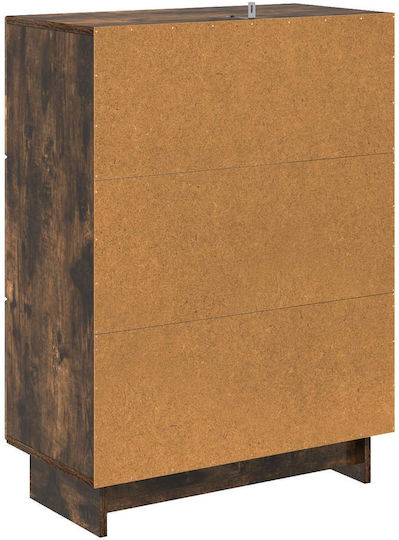 Sideboard from Wood & Metal with Drawers Smoked Oak Wood 66x34.5x90cm