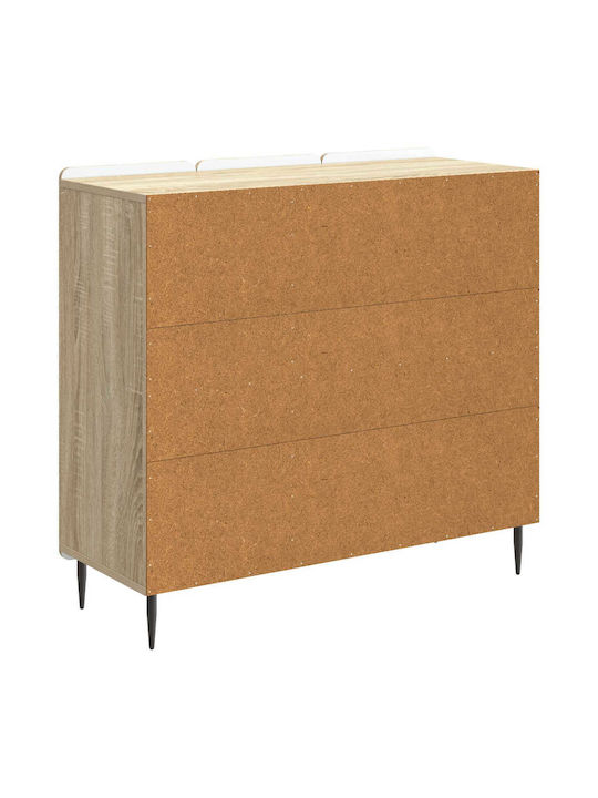 Sideboard aus Holz & Metall Sonoma Eiche 89x34.5x82cm