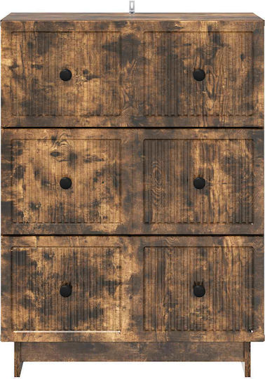 Sideboard from Wood & Metal with Drawers Smoked Oak Wood 66x34.5x90cm