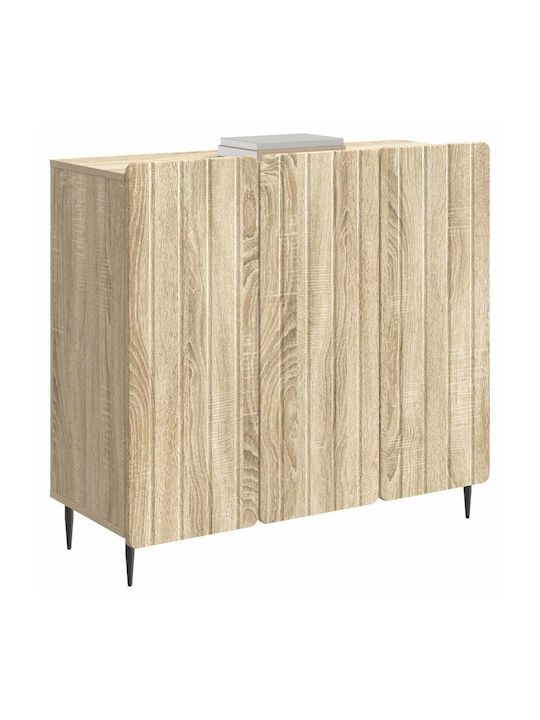 Sideboard aus Holz & Metall Sonoma Eiche 89x34.5x82cm