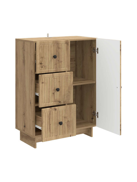 vidaXL Sideboard aus Holz & Metall mit Schubladen Eiche 66x34.5x90cm