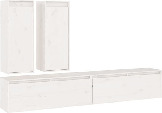 Wooden Living Room TV Unit White L200xW30xH115cm